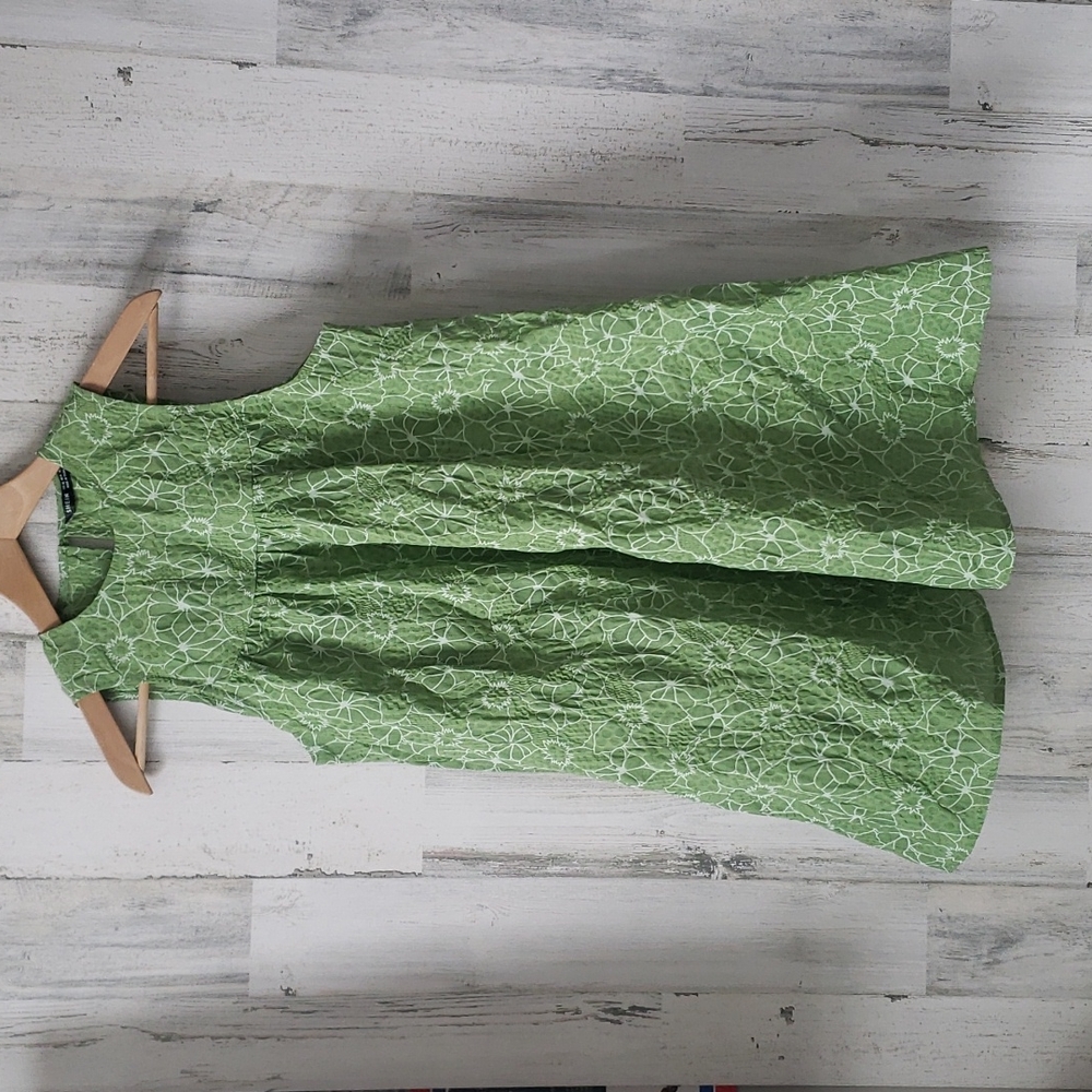 SHEIN leaf green floral print babydoll swing dress Size XS